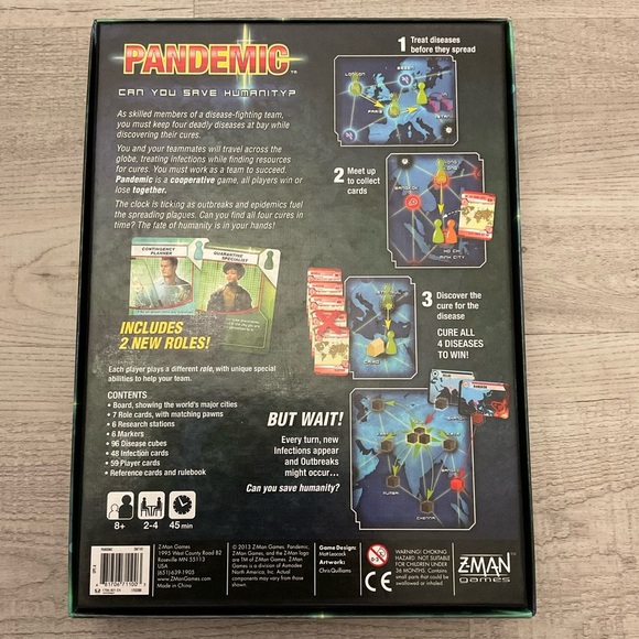 Z-Man Games Pandemic Board Game - 2012 Played once ZMG71100 Original Edition - Picture 2 of 3